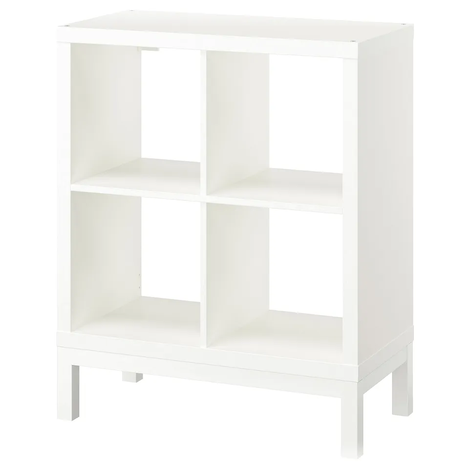 KALLAX sideboard - white, minimalist, 4 open shelves.