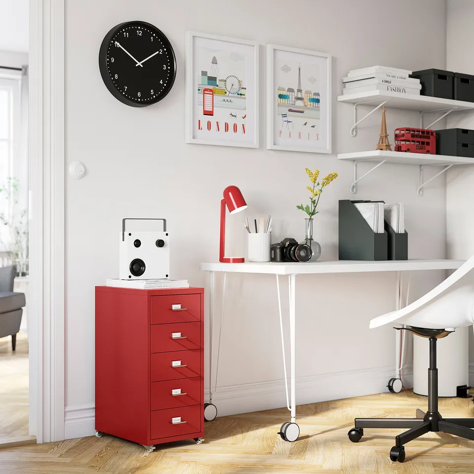 HELMER Drawer unit on castors, red, 28x44x65 cm