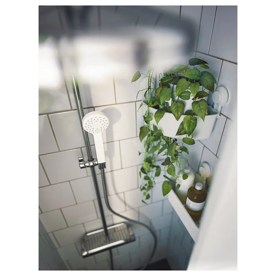 TISKEN Corner shelf unit with suction cup, white