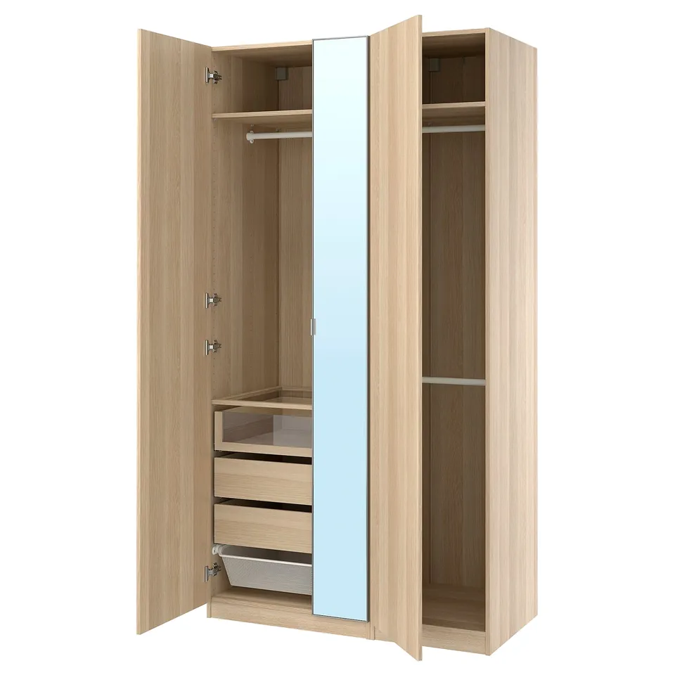 PAX / FORSAND/ÅHEIM Wardrobe combination, white white/mirror glass, 125x60x236 cm