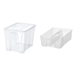 SAMLA set: box with lid + insert for box 11/22 l, transparent, 39x28x28 cm/22 l