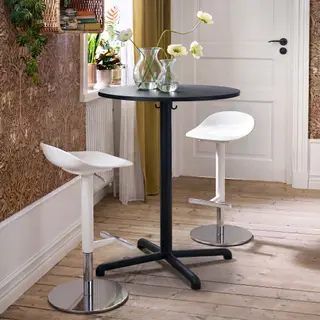 JANINGE/STENSELE set: table + chair x2, anthracite/anthracite + white, 70 cm