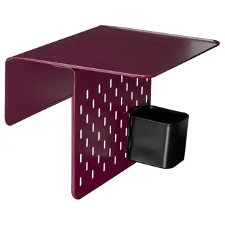 KRAMPHULT / SKÅDIS armrest tray with container, dark red metal/black, Length 30 x Width 25 cm
