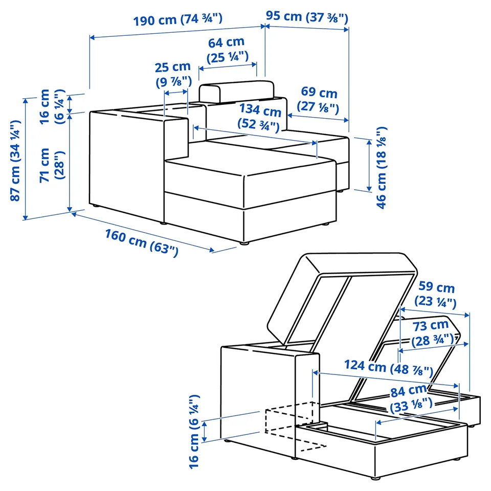 Illustration with measurements for the product: JÄTTEBO.