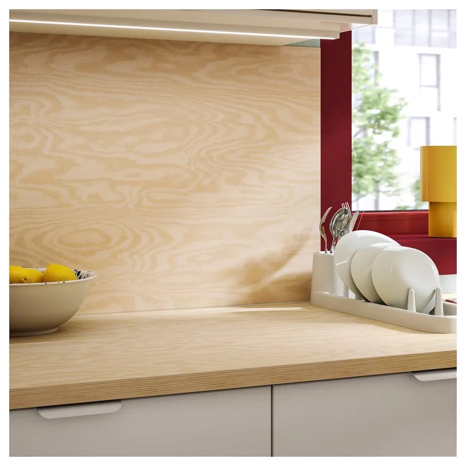 LYSEKIL Wall panel, double sided black/plywood effect, 119.6x55 cm