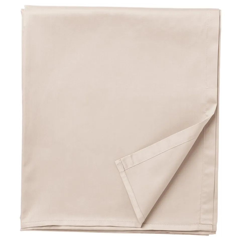 NATTJASMIN sheet set, beige. Sateen-woven, cotton-lyocell. Soft, square-folded.