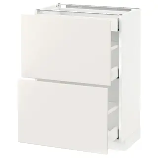 METOD base cab with 2 fronts/3 drawers, white Maximera/Veddinge white, 60x37x80 cm