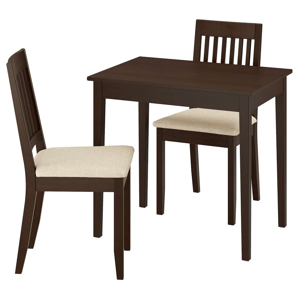 Dark wood NÄSINGE table and chairs set, brown