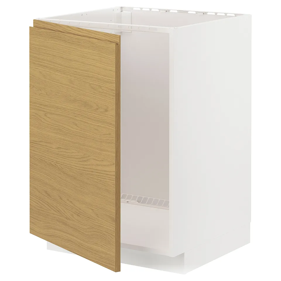 METOD kitchen cabinet, white with oak front, rectangular.