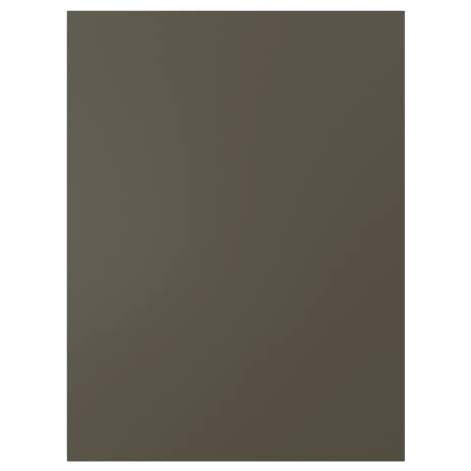 Dark brown HAVSTORP cabinet door, smooth surface, rectangular shape.