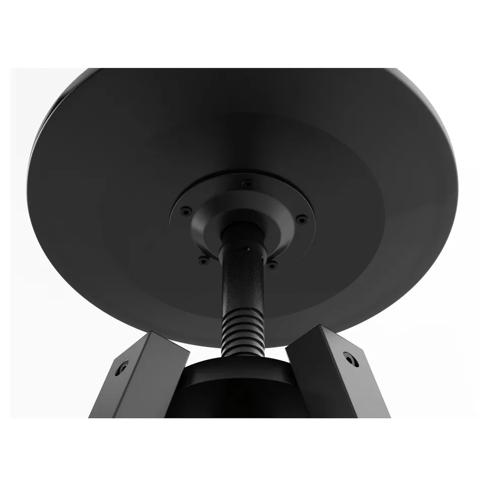 Black adjustable footrest with solid birch frame and steel column, showing high-quality design and durable materials.
