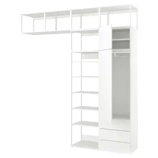 PLATSA wardrobe with 2 doors+3 drawers, white/Fonnes white, Width 240 x Depth 42 x Height 261 cm