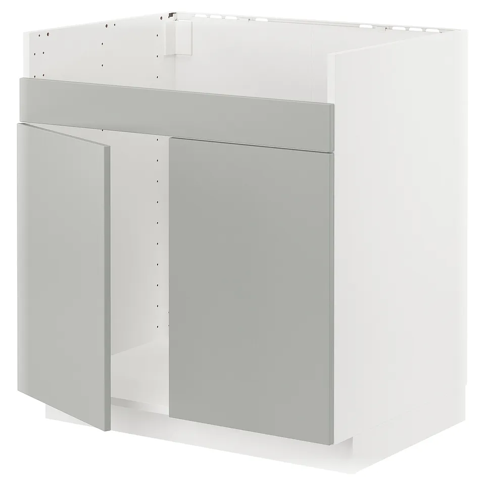 METOD in light grey, modern kitchen unit with handleless design.