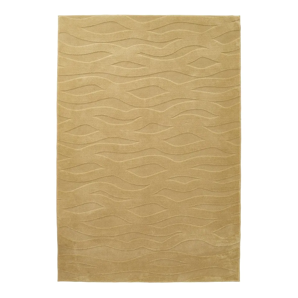VÄXELFEL Rug, low pile, yellow-brown, 133x195 cm