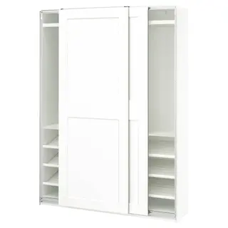 PAX / GRIMO wardrobe with sliding doors, white/white, 150x43x201 cm