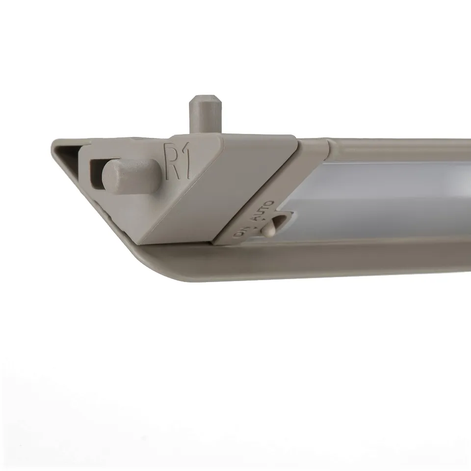Close-up of modern led light strips metal housing and connexion edge, showcasing quality craftsmanship.