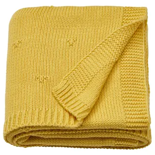 LEN blanket, yellow/knitted, 70x90 cm