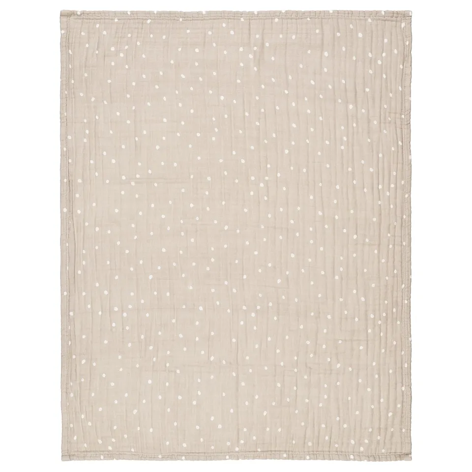 LEN Blanket, white beige/dot pattern muslin, 80x100 cm