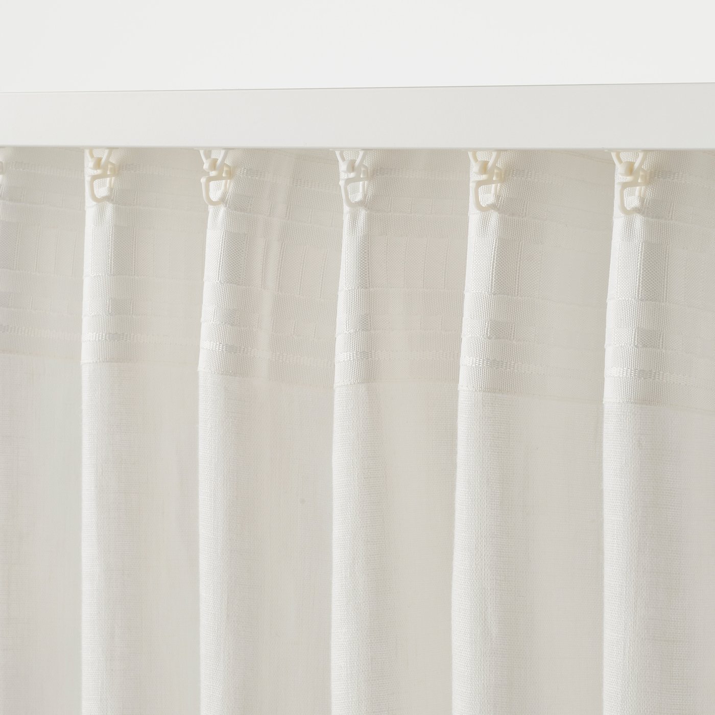 DYTÅG Curtains, 1 pair, white/with heading tape, 145x300 cm