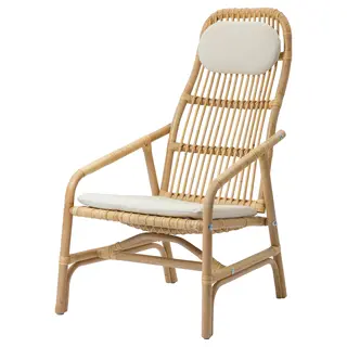 SALNÖ / GRYTTOM armchair with cushion, rattan + Gransel natural, Width 65 x Depth 84 x Height 110 cm