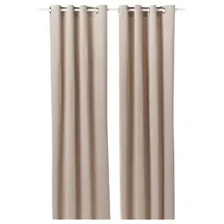 SANELA curtains, 1 pair, light beige/with eyelets, 140x300 cm