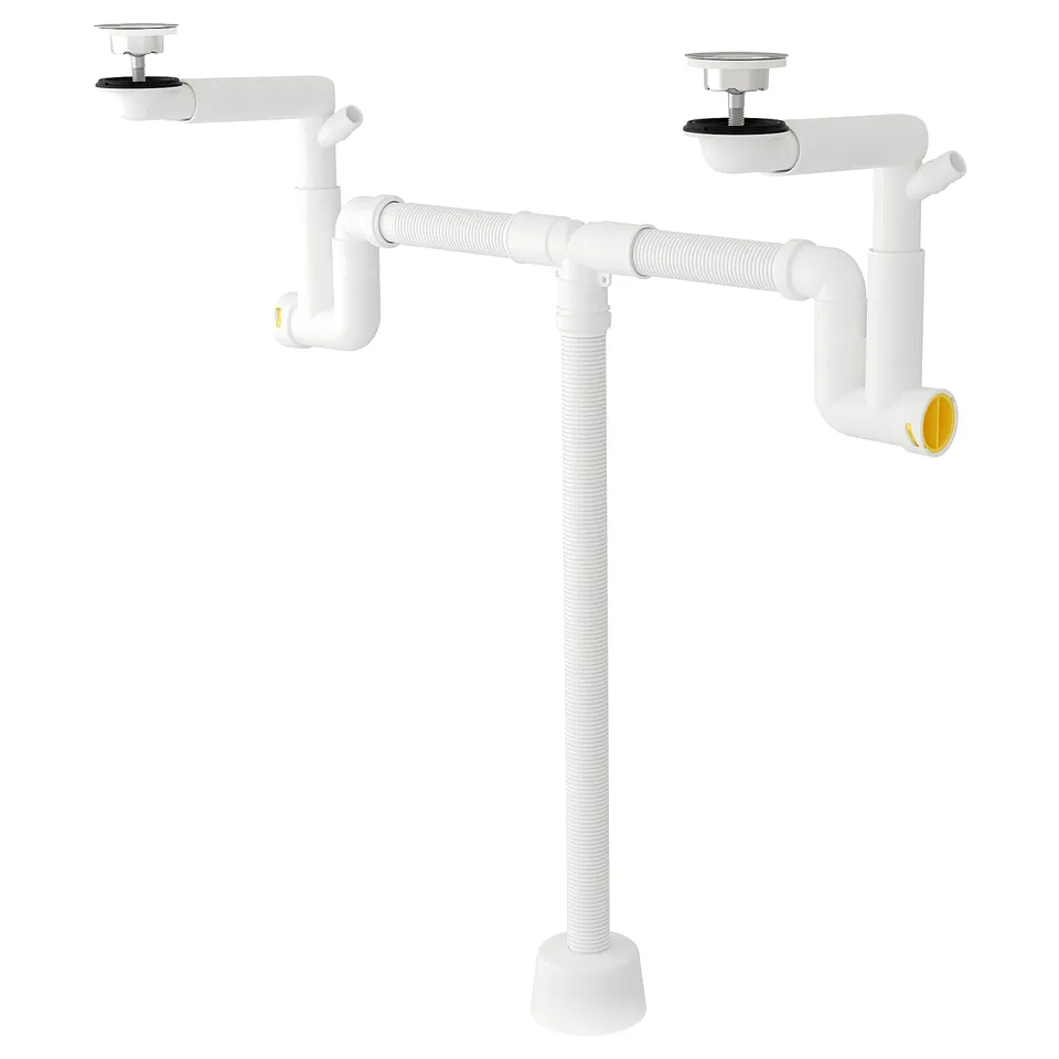 part: RÄNNILEN water trap w flexible pipe, 2 bowls