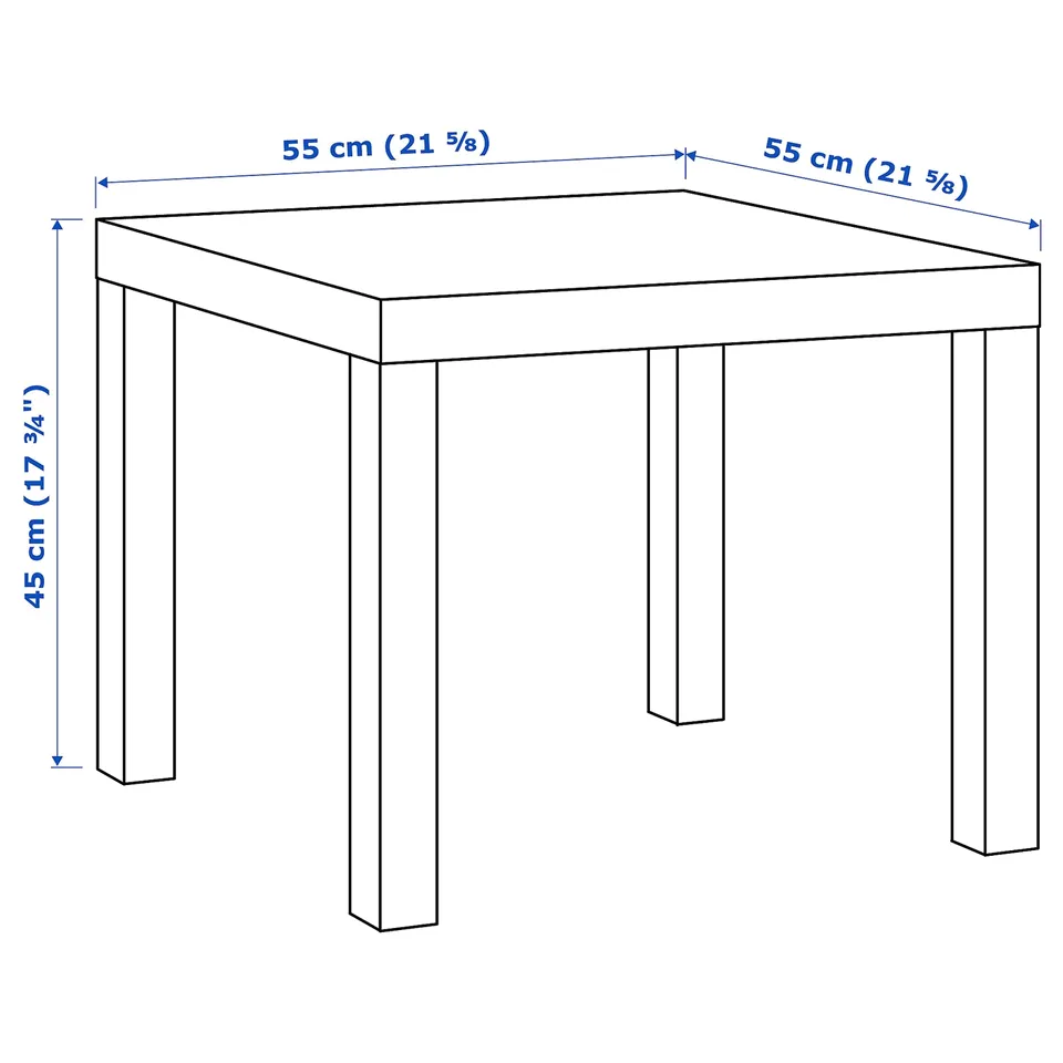 Illustration with measurements for the product: LACK.