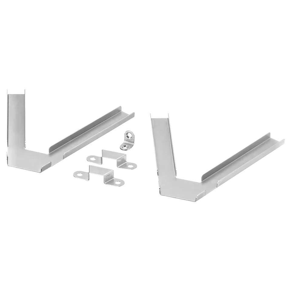 Two metallic corner brackets for BILLY bookshelf, galvanised steel, l-shape.