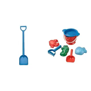 SANDIG set: spade + 7-piece sand play set, blue + multicolour, Length 40 x Width 9 cm