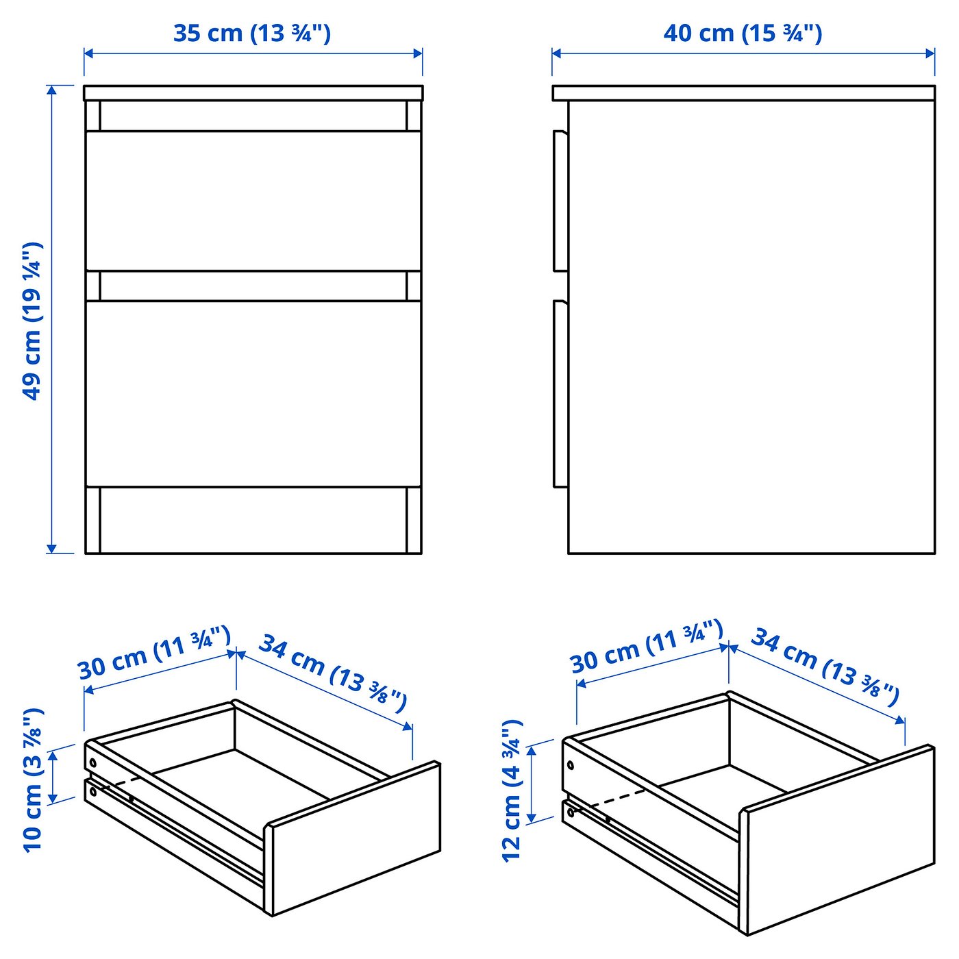 Illustration with measurements for the product: KULLEN.