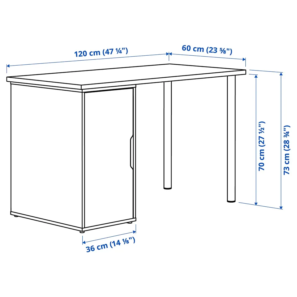 LAGKAPTEN / ALEX Desk, grey/wood effect black, 120x60 cm