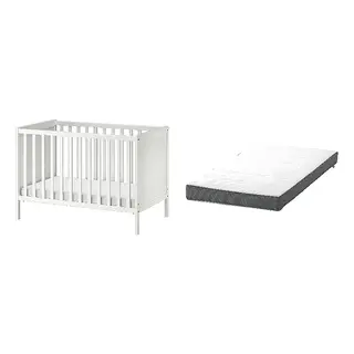 DRÖMMANDE/SUNDVIK set: cot + pocket spring mattress for cot, white, 60x120 cm