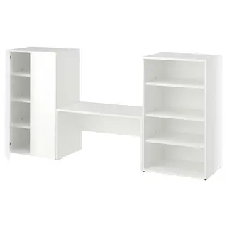 LASTARE storage combination, white/with bench, 210x42x101 cm