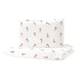 LÖVSÅNGARE duvet cover 1 pillowcase for cot, candy cane pattern, 110x125/35x55 cm