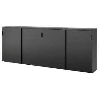 GALANT storage combination w sliding doors, black stained ash veneer, 320x120 cm