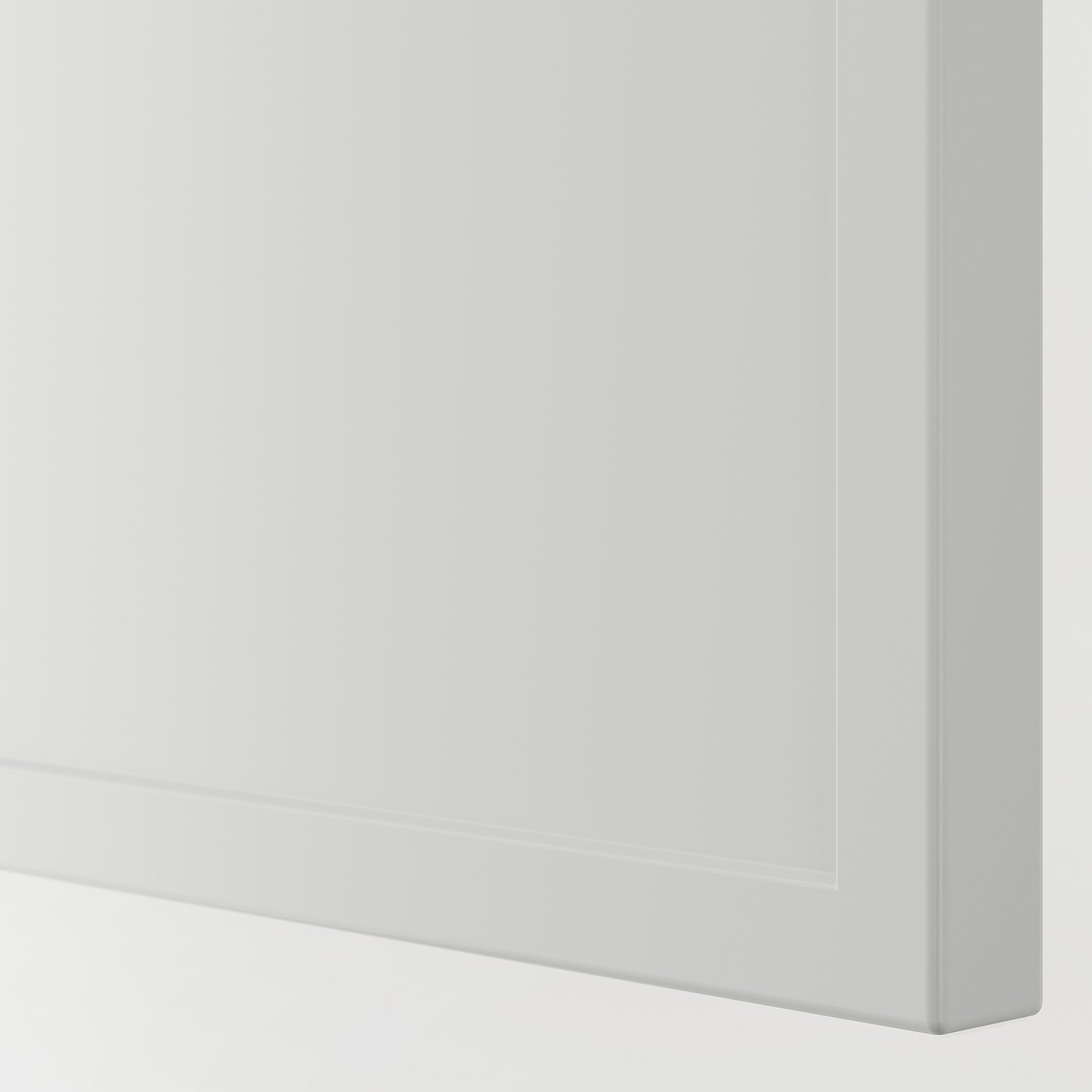 Close-up of smooth, white cabinet edge; crisp, clean finish; sturdy, modern design.