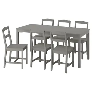 HAUGA / HAUGA table and 6 chairs, grey/grey, 168x74 cm
