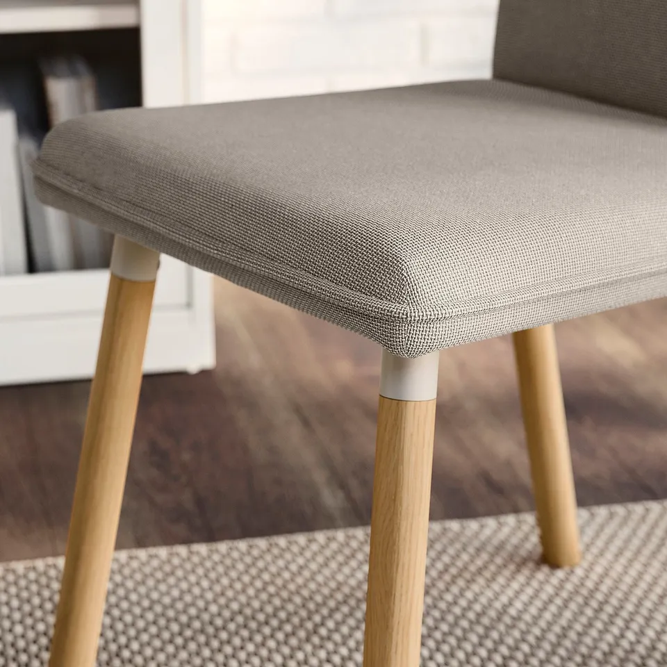 TONSTAD / TONSTAD Table and 4 chairs, oak veneer/Fridtuna light beige oak effect, 140/196x85 cm
