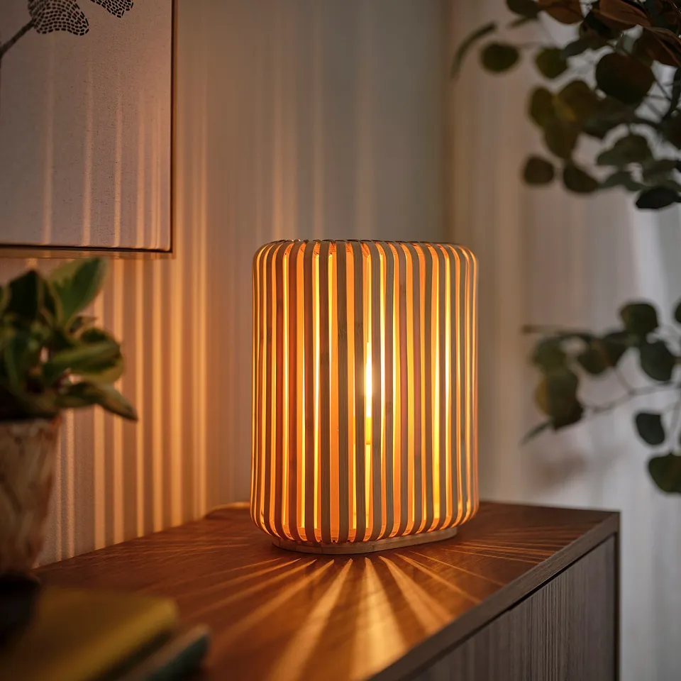 VARPTROSS Table lamp, bamboo, 26 cm