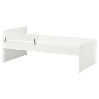 SLÄKT / NATTAPA bed frame w guard rail+slat bd base, white, 90x200 cm