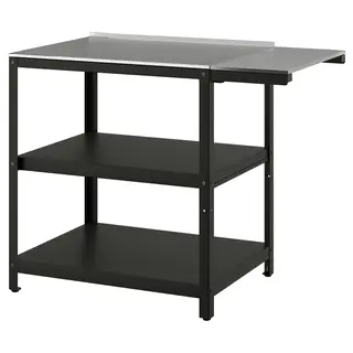 GRILLSKÄR kitchen island w side table, stainless steel/outdoor, 93/116x61 cm
