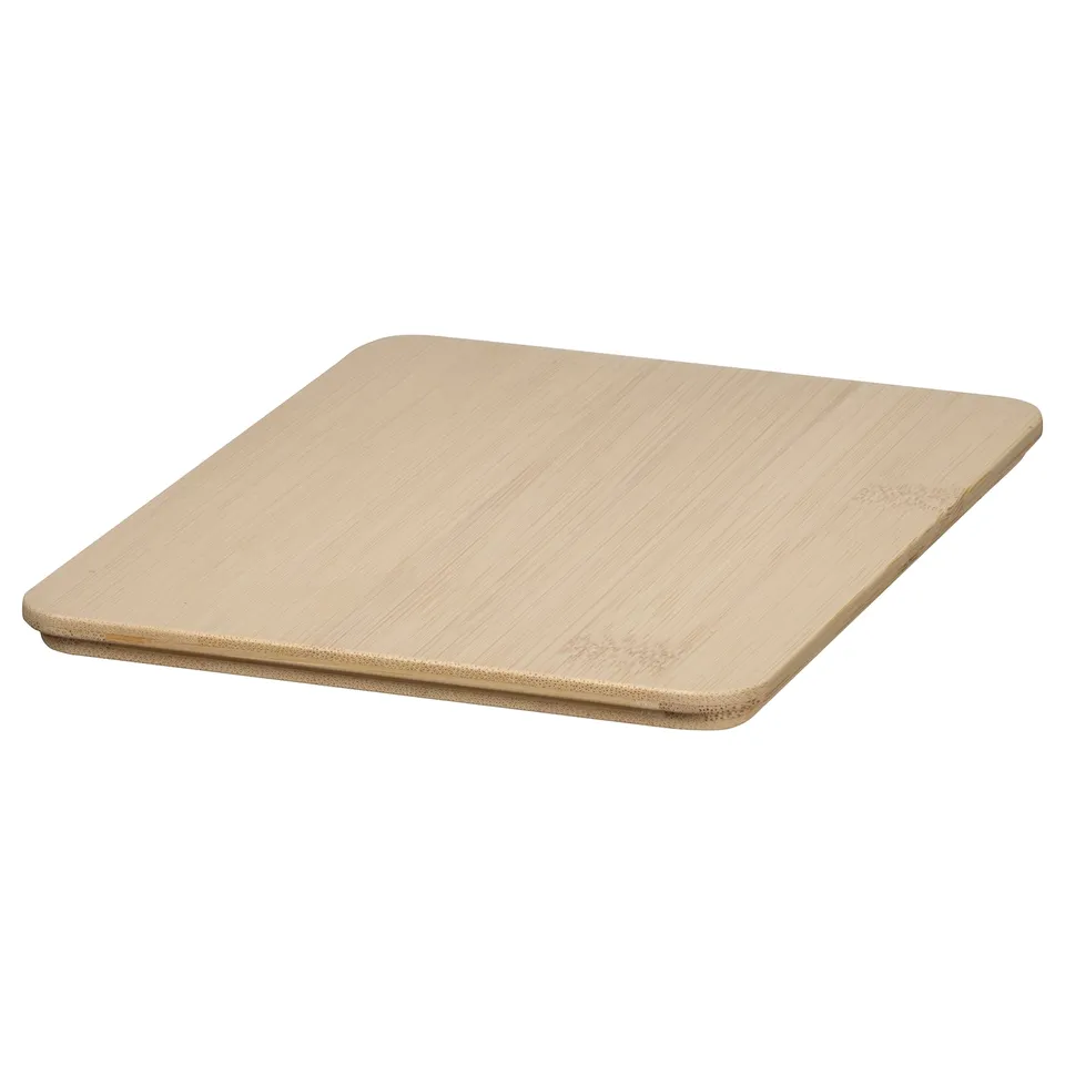 KUGGIS bamboo lid, natural wood colour, square shape, plain design.