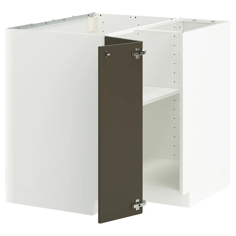 METOD kitchen unit, white with dark brown door, square, adjustable shelves.