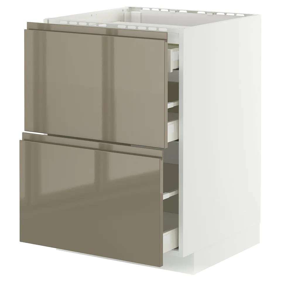 METOD kitchen unit: dark grey, three drawers, integrated handles