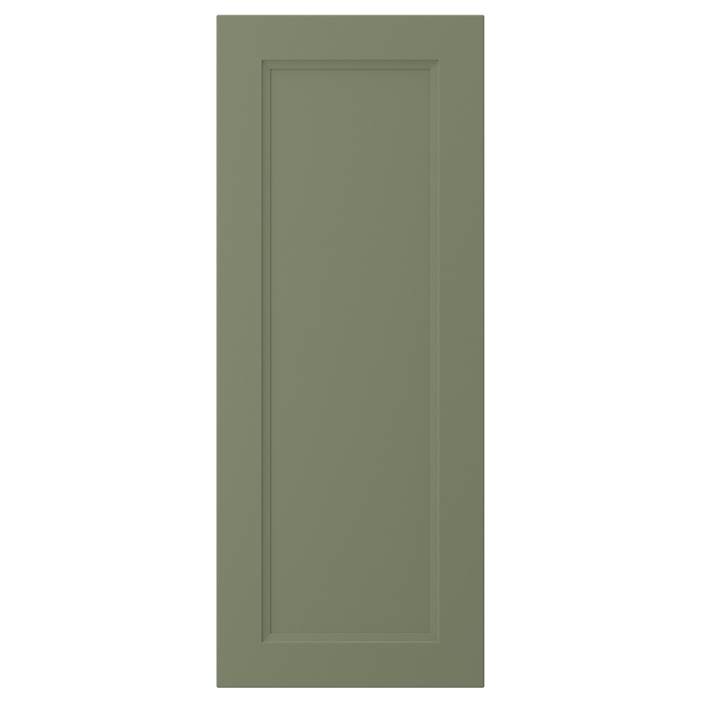 AXSTAD green cabinet door, rectangular, panel design, fiberboard core, melamine and plastic foil sides, traditional look.