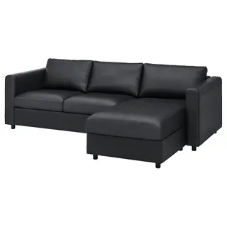 VIMLE 3-seat sofa, with chaise longue/Grann/Bomstad black, Width 252 x Depth 98 cm