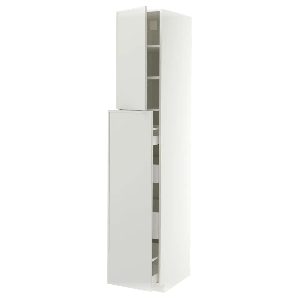 METOD / MAXIMERA Hc w p-o func 4drw/1dr/2shlv, white/Aspudden light grey, 40x60x220 cm