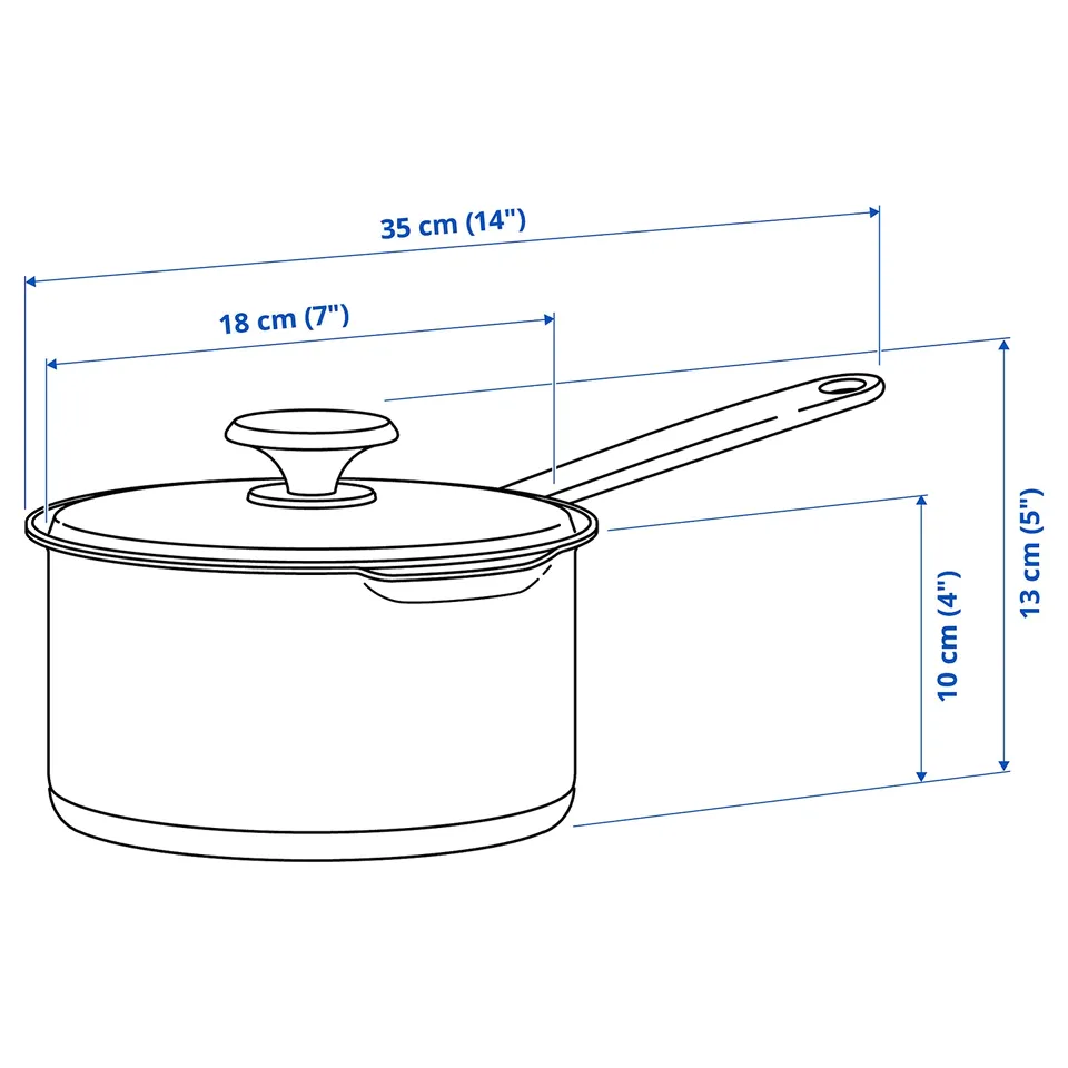 Illustration with measurements for the product: HEMKOMST.