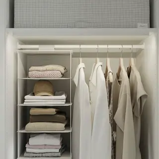 LASTARE/STUK set: wardrobe combination + storage case + hanging storage with 7 compartments, white + white/black, 80x62x201 cm