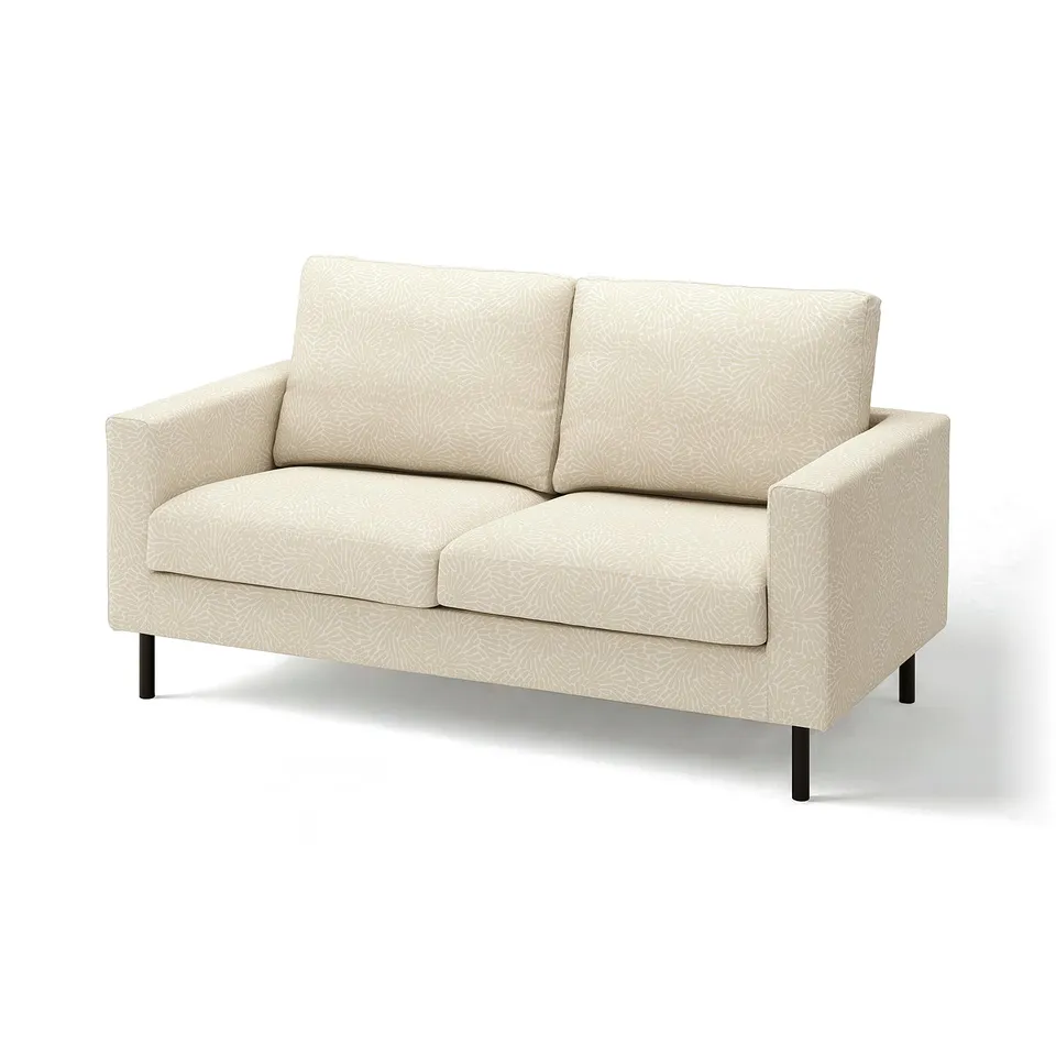 SALTSJÖBADEN sofa, beige with cream floral pattern, soft cushions, tapered legs.